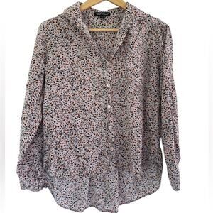 Velvet Heart Earth Tone Multicolor button down lighweight collar shirt Rayon (M)